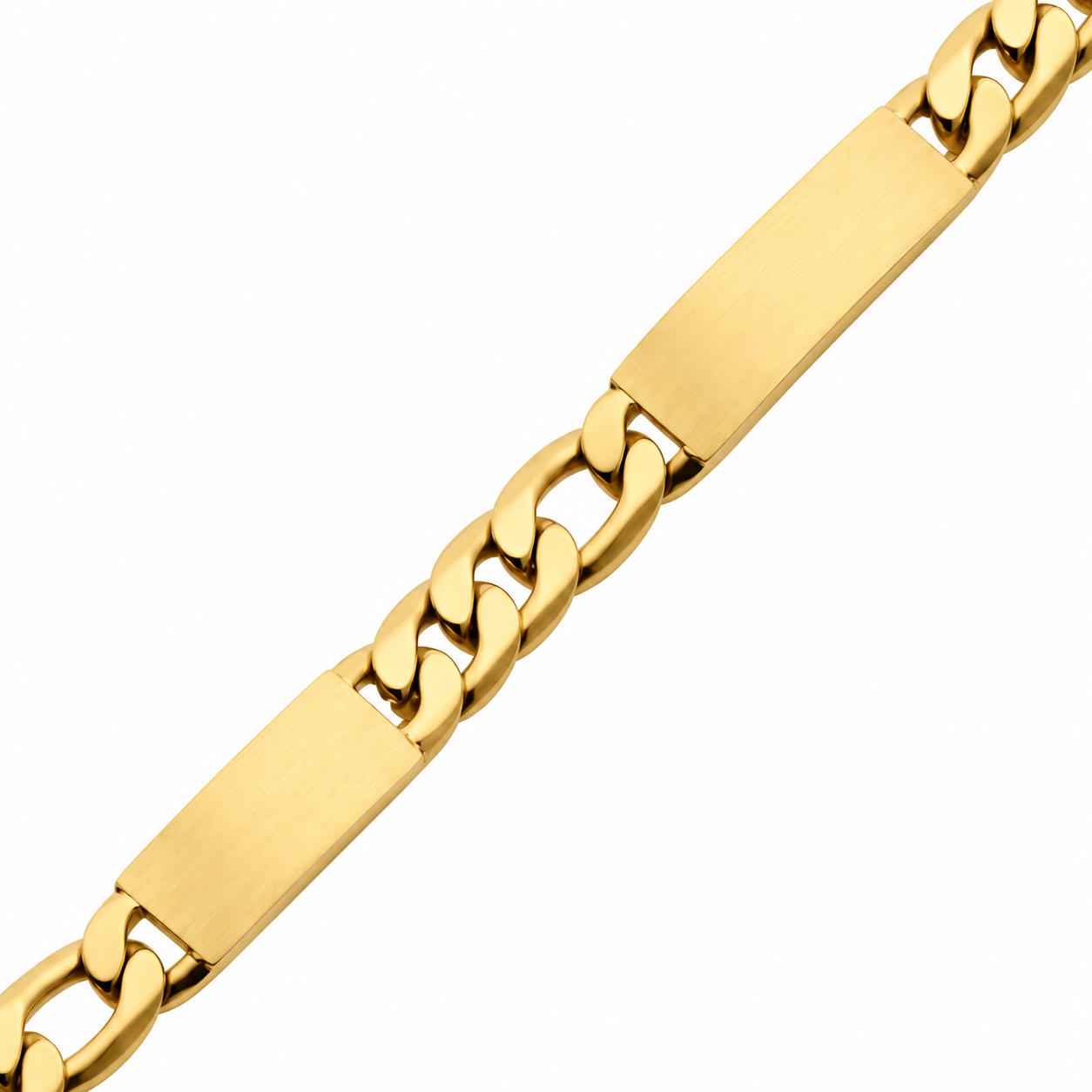 PULSERA DE ACERO INOXIDABLE PLACA DOBLE CON BAÑO DE ORO 18K - Image 3