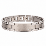 PULSERA DE TUNGSTENO CON PLACA Y DIAMANTE LAB - Thumbnail 1