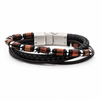 PULSERA MULTIHILO DE CUERO CON ONIX Y OJO DE TIGRE