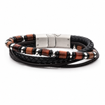 PULSERA MULTIHILO DE CUERO CON ONIX Y OJO DE TIGRE - Thumbnail 1