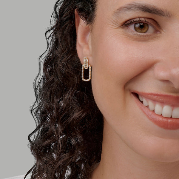 ARETES DIAMANTES CLIP DOBLE EN ORO 18K - Secondary