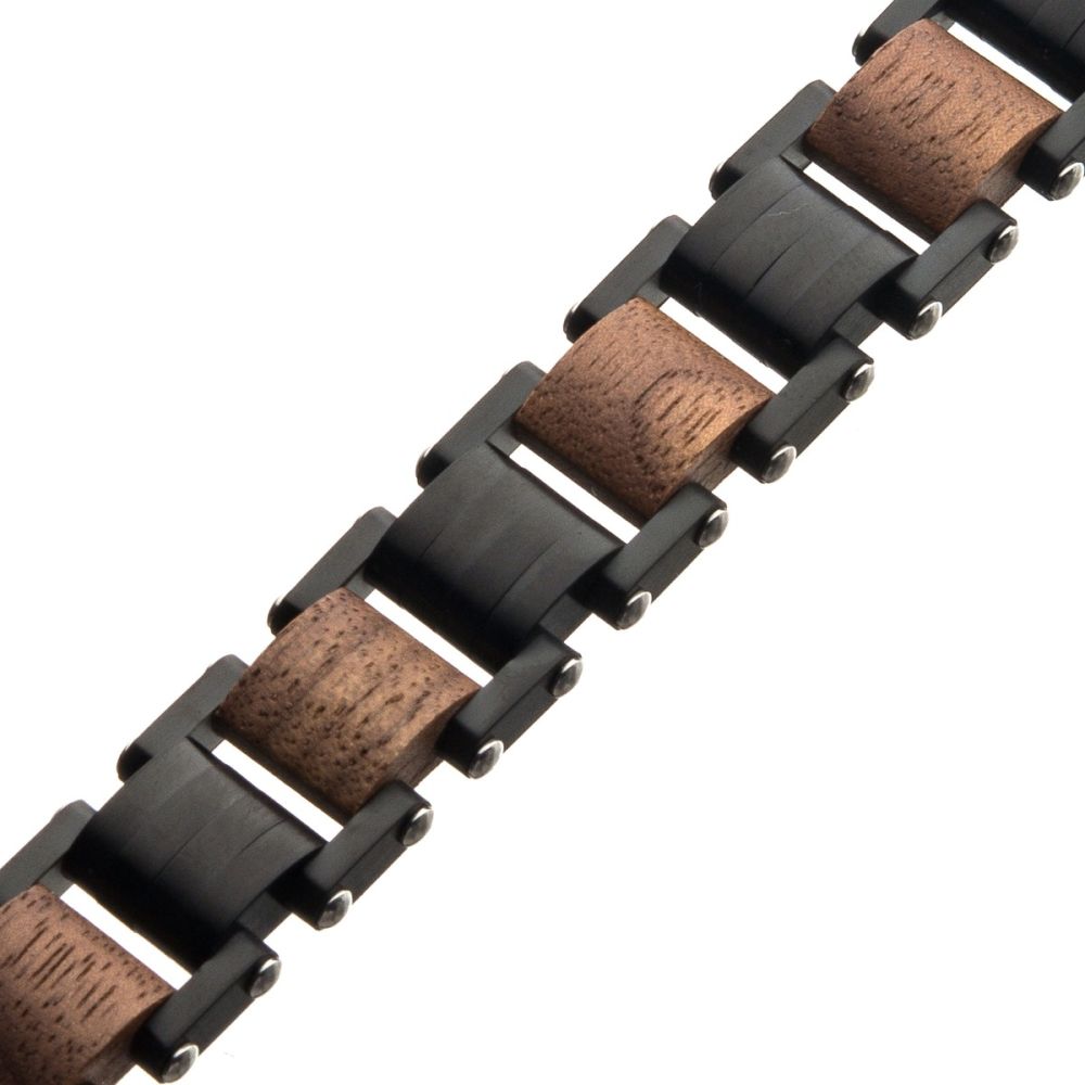 PULSERA DE MADERA NOGAL Y ACERO INOXIDABLE NEGRO MATE - Image 3