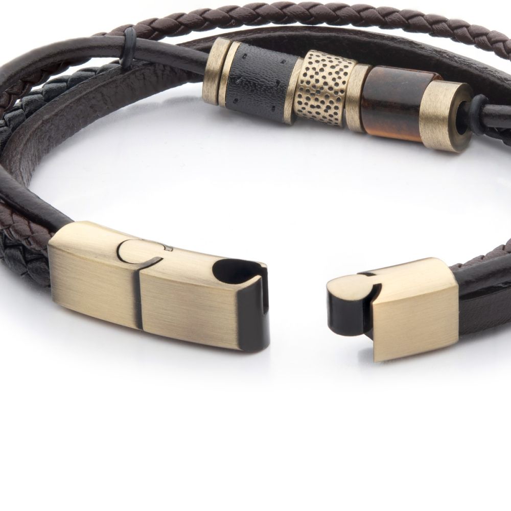 PULSERA MULTIHILO DE CUERO Y OJO DE TIGRE - Image 2