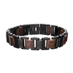 PULSERA DE MADERA NOGAL Y ACERO INOXIDABLE NEGRO MATE - Thumbnail 1