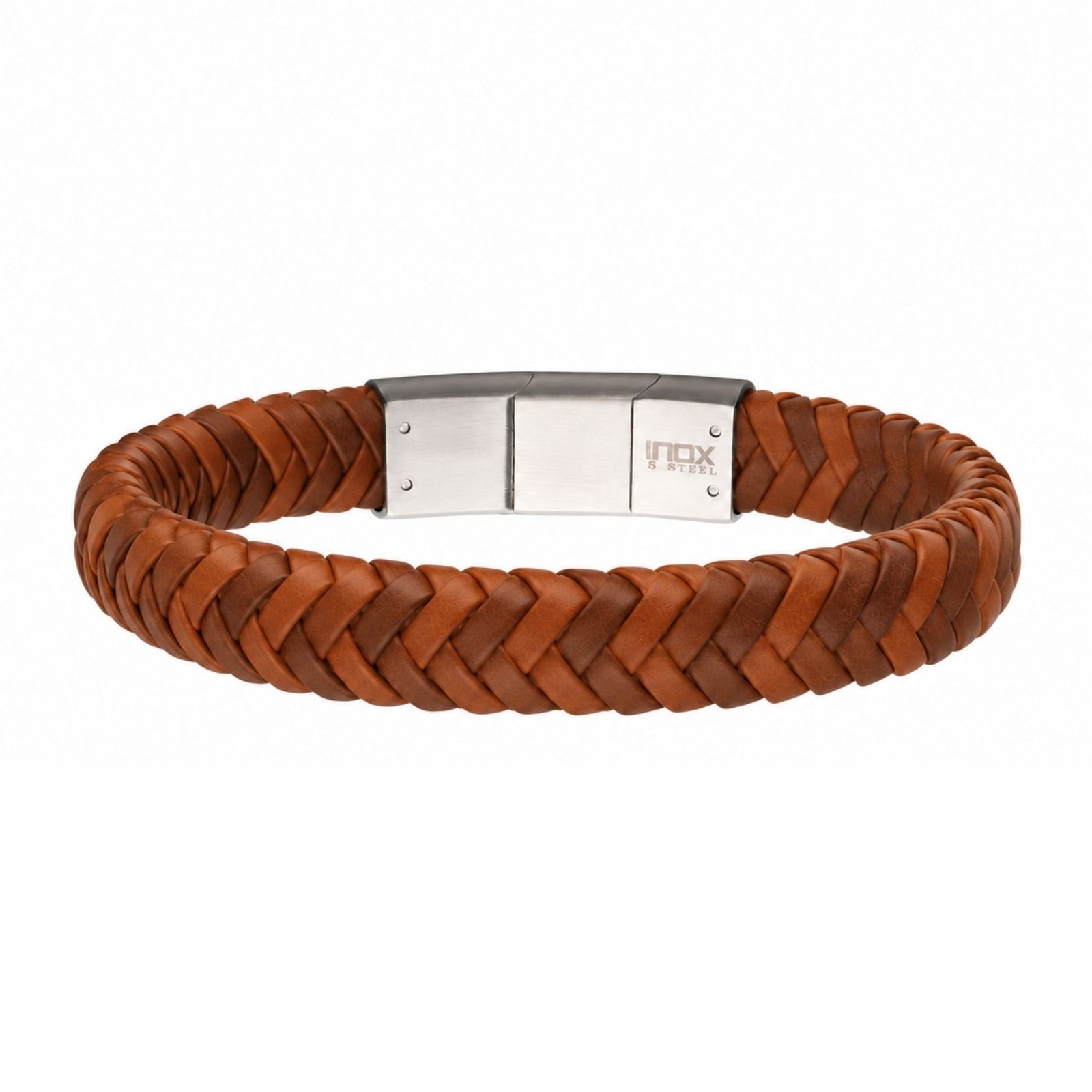 PULSERA DE CUERO TERRACOTA TRENZADO - Image 1