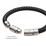 PULSERA DE CUERO NEGRO TRENZADO 8MM - Thumbnail 2