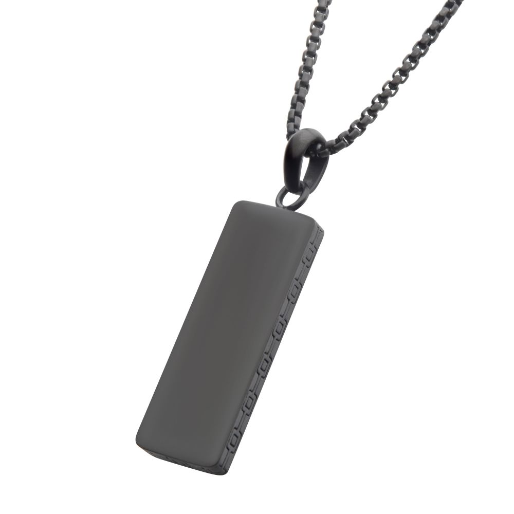 COLLAR PLACA RECTANGULAR DE ACERO INOXIDABLE NEGRO MATE - Gallery 2